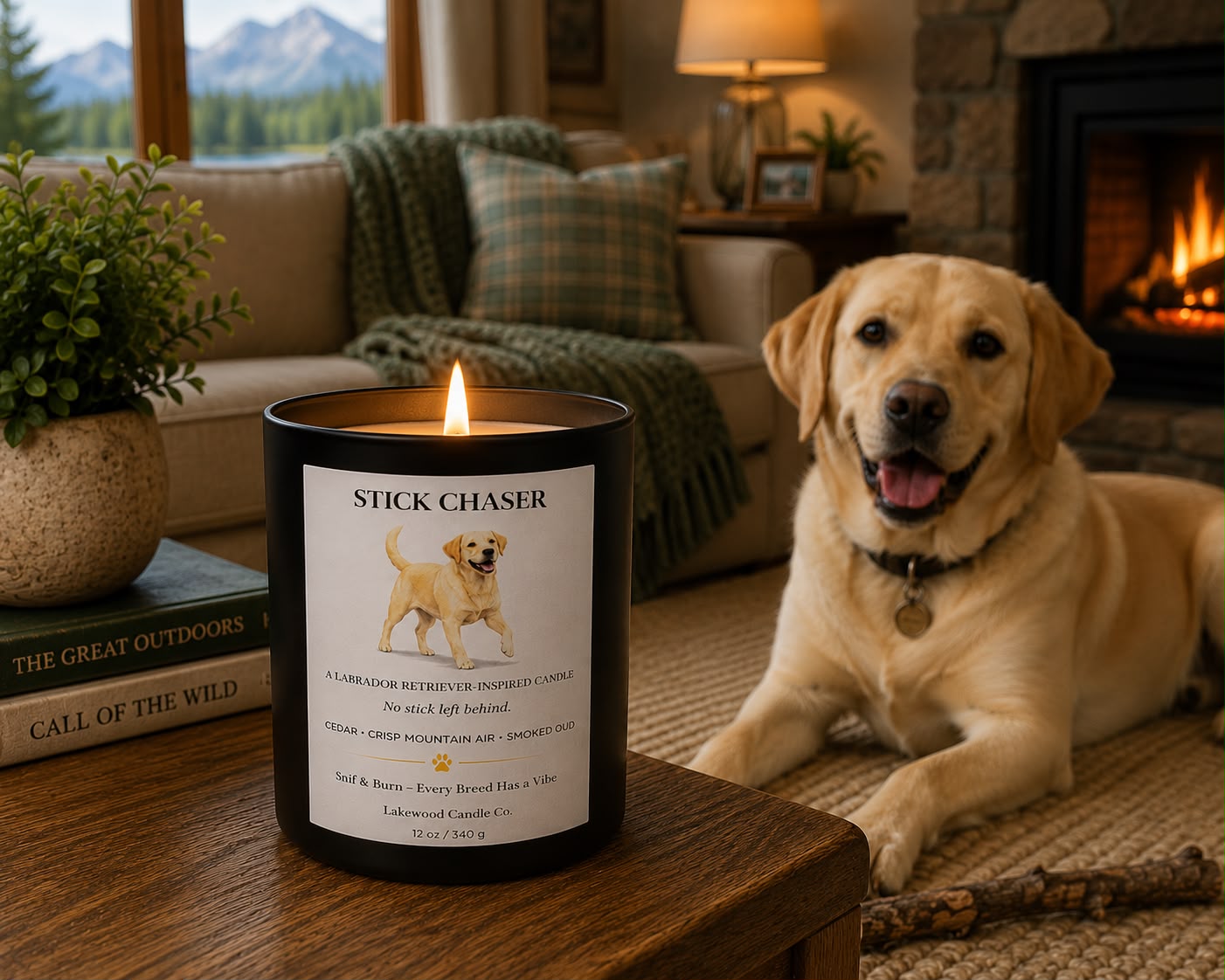 Stick Chaser – Labrador Retriever Inspired Candle | Coconut Soy Wax – 12oz