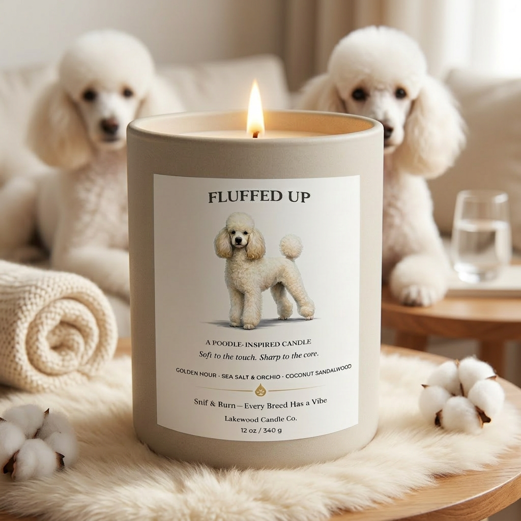 Fluffed Up – Poodle Inspired Candle | Coconut Sox Wax – 12oz