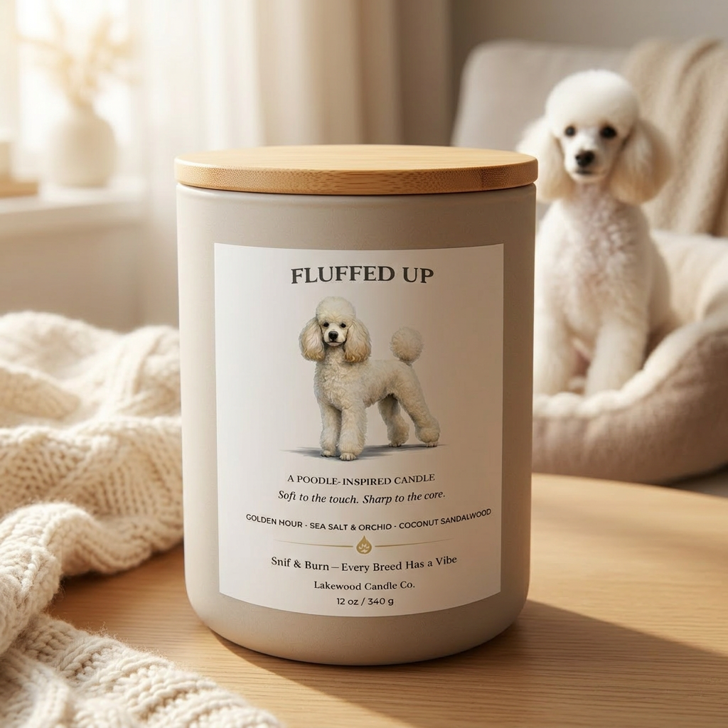 Fluffed Up – Poodle Inspired Candle | Coconut Sox Wax – 12oz