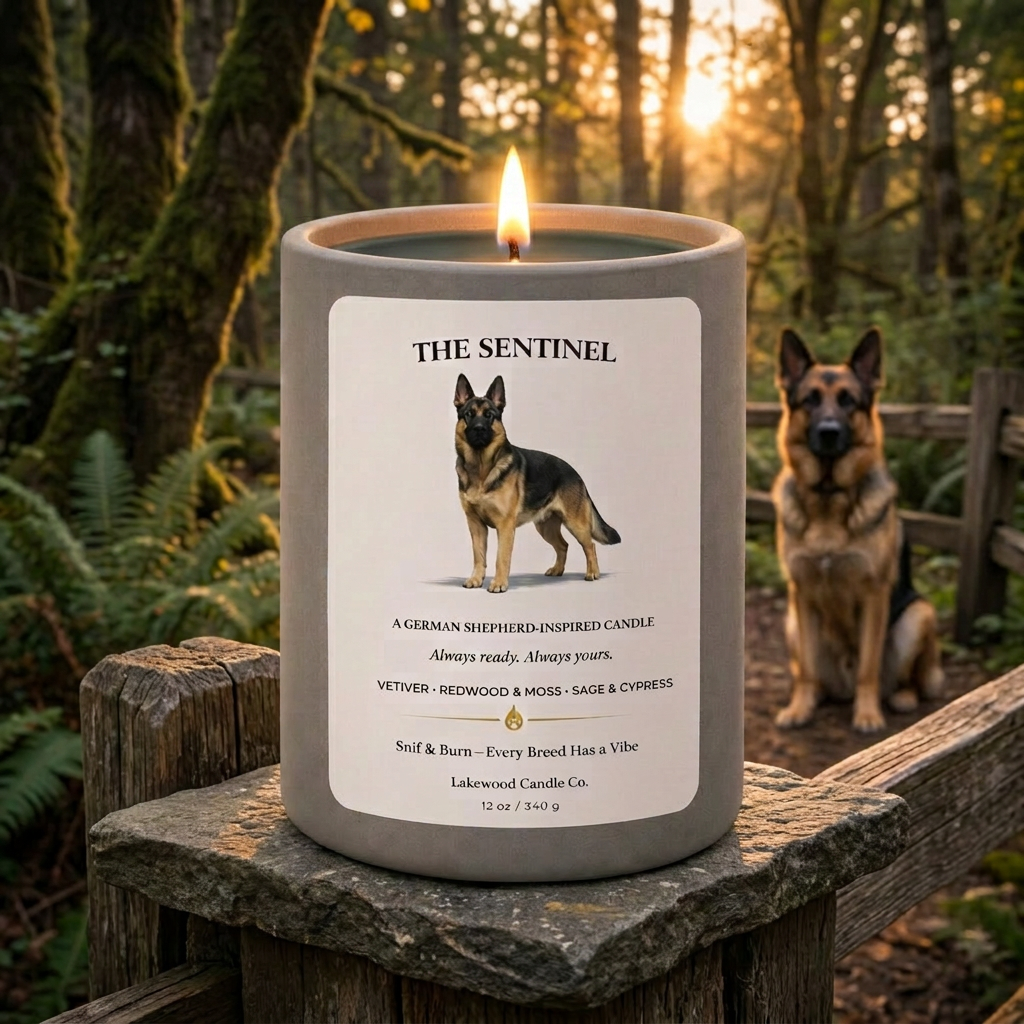 The Sentinel – German Shepherd Inspired Candle | Coconut Soy Wax – 12oz