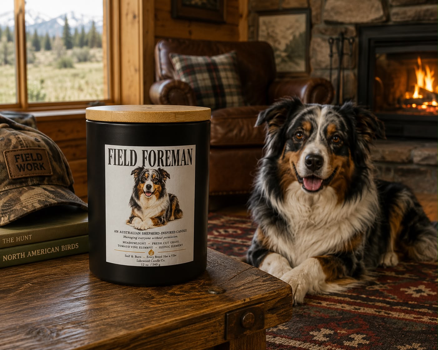 Field Foreman – Australian Shepherd Inspired Candle | Coconut Soy Wax – 12oz