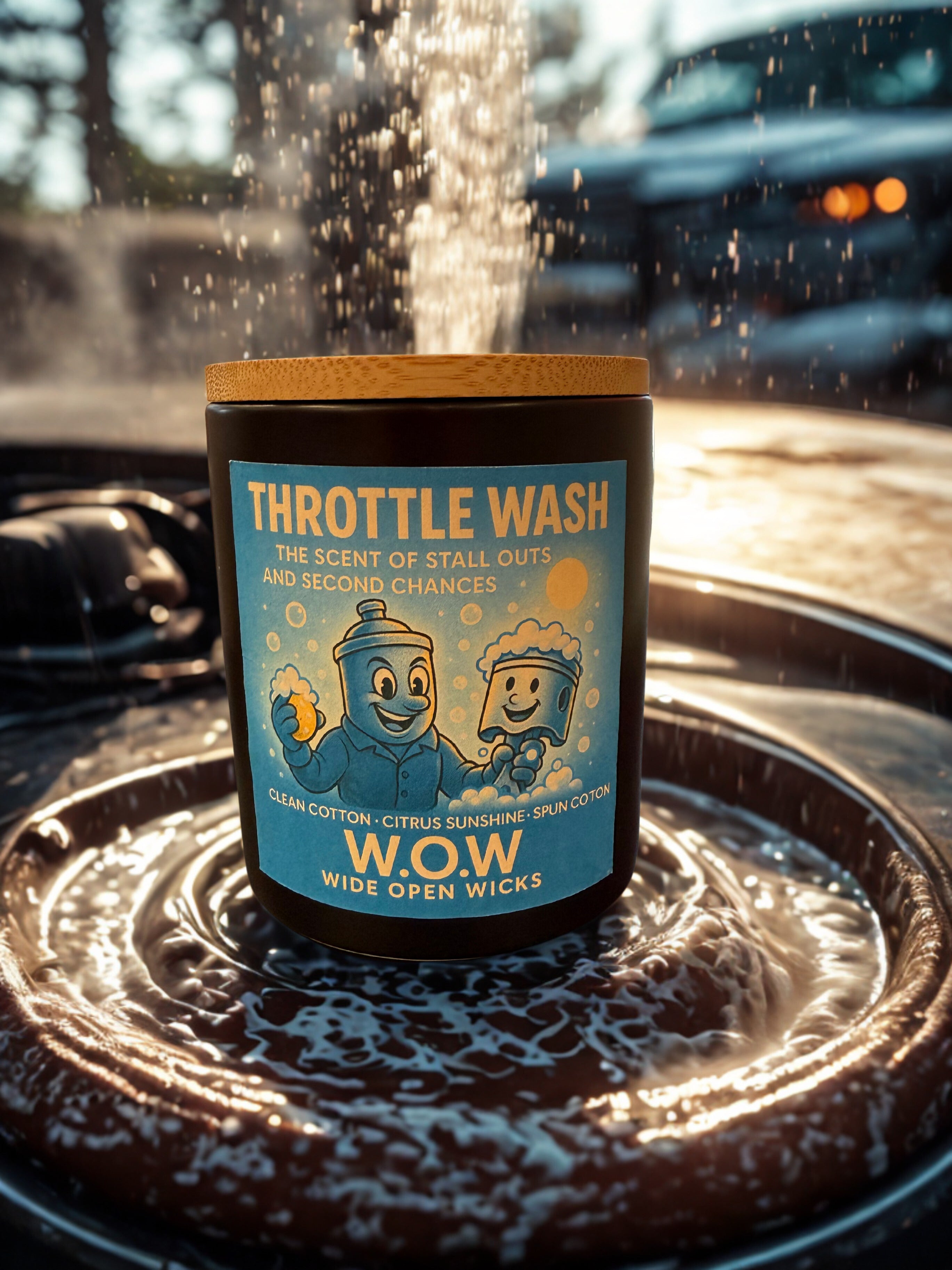 Throttle Wash – Clean Cotton, Citrus Sunshine & Spun Cotton | Wide Open Wicks Candle by Lakewood Candle Co.
