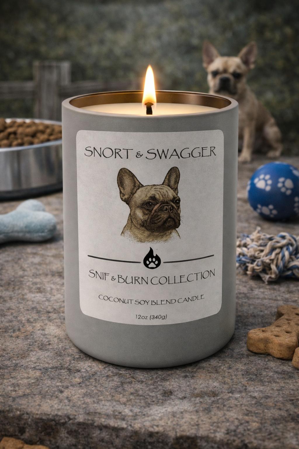 Snort & Swagger - French Bulldog Inspired Candle with Golden Hour, Cashmere Musk and Gilded Mandarin | Coconut Soy Wax – 12oz