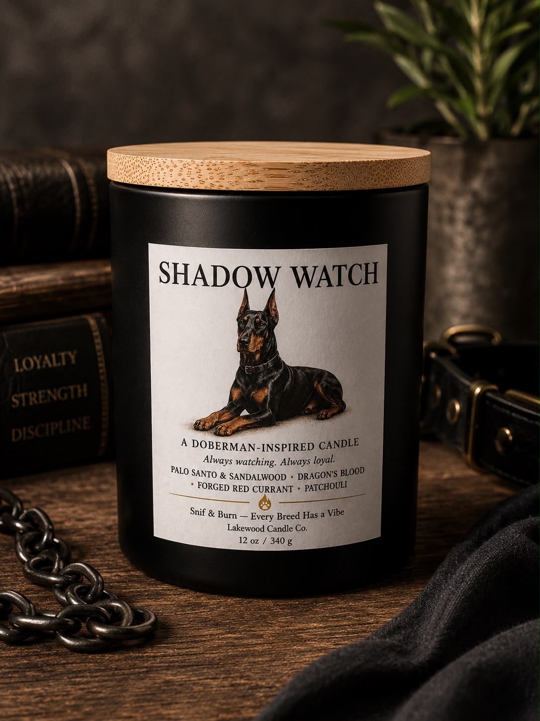 Shadow Watch – Doberman Inspired Candle | Coconut Soy Wax – 12oz
