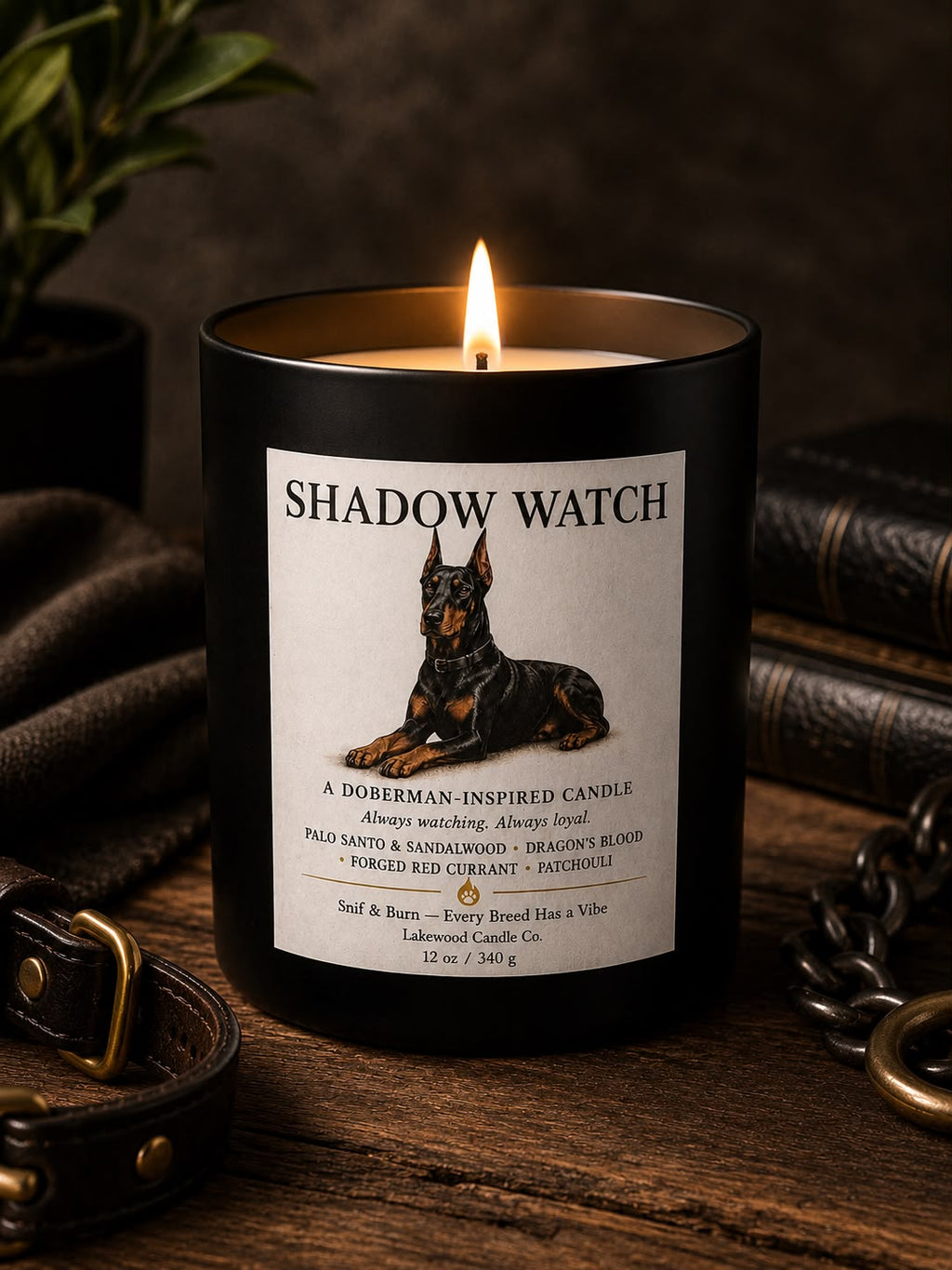 Shadow Watch – Doberman Inspired Candle | Coconut Soy Wax – 12oz