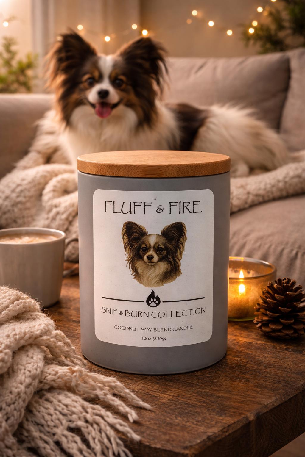 Fluff & Fire - Papillon Inspired Candle with Blood Orange, Crystallized Ginger & Cardamom, Cashmere Musk | Coconut Soy Wax - 12oz