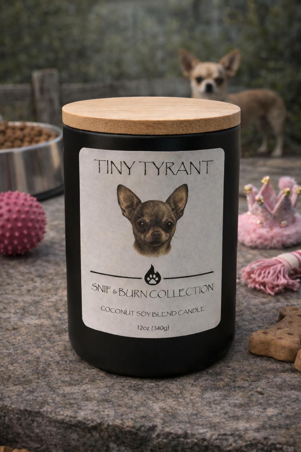Tiny Tyrant – Chihuahua Inspired Candle with Nag Champa, Blood Orange, Crystallized Ginger & Cardamom | Coconut Sox Wax – 12oz