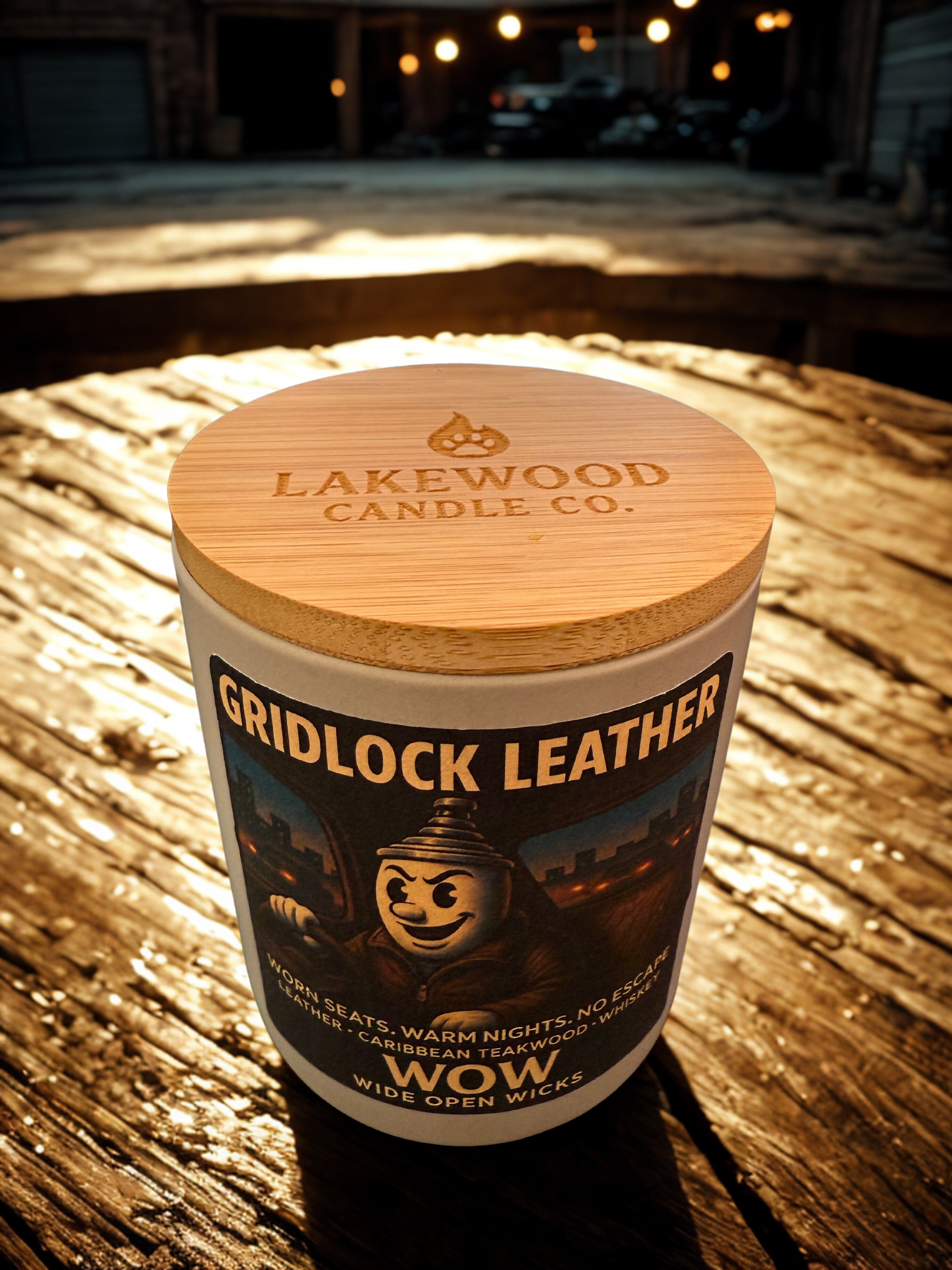 Gridlock Leather | Leather, Whiskey & Teakwood Candle – Masculine Scented Candle by Wide Open Wicks