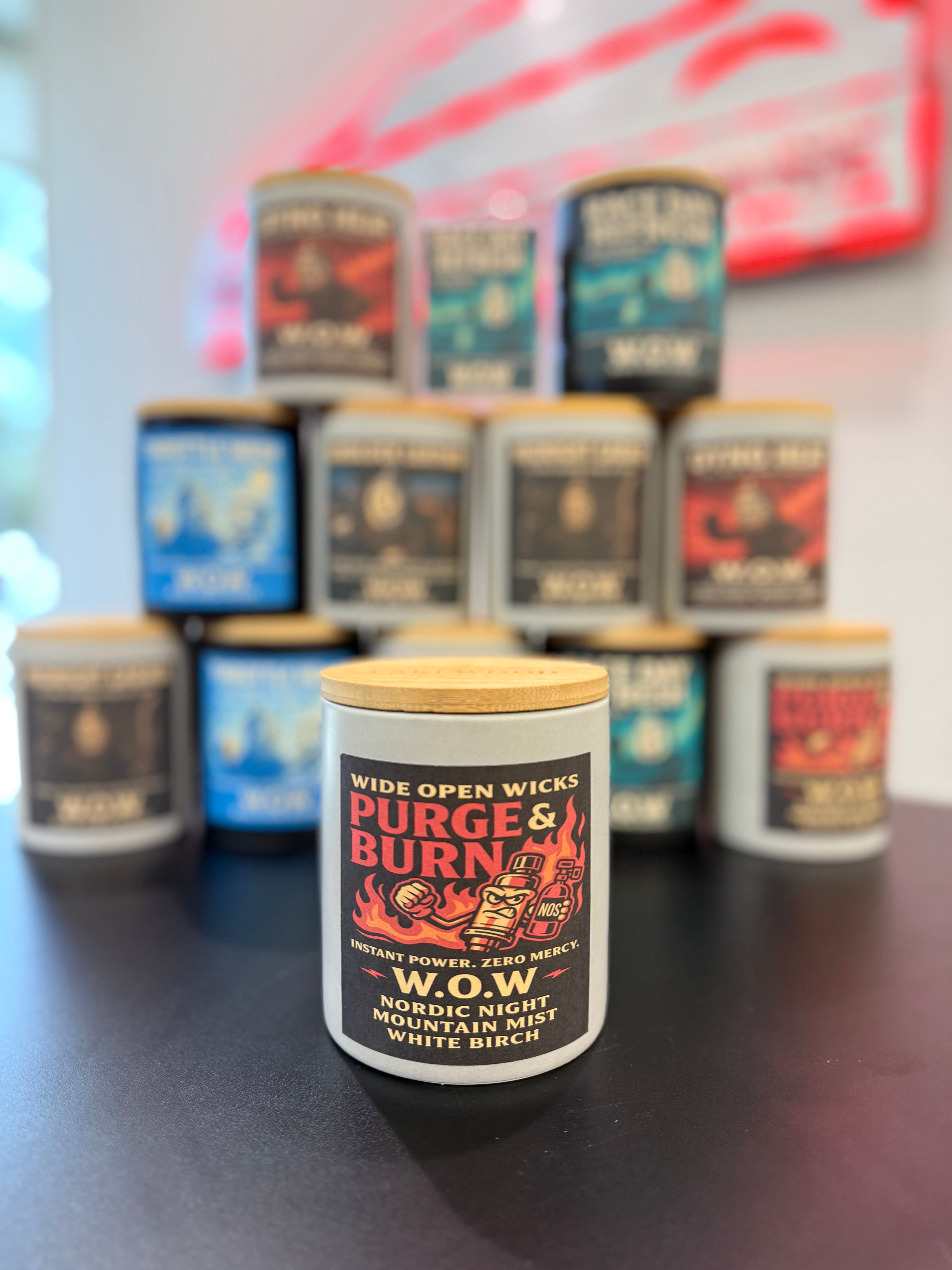 Purge & Burn – Nordic Night, Mountain Mist & White Birch | Wide Open Wicks Candle by Lakewood Candle Co.