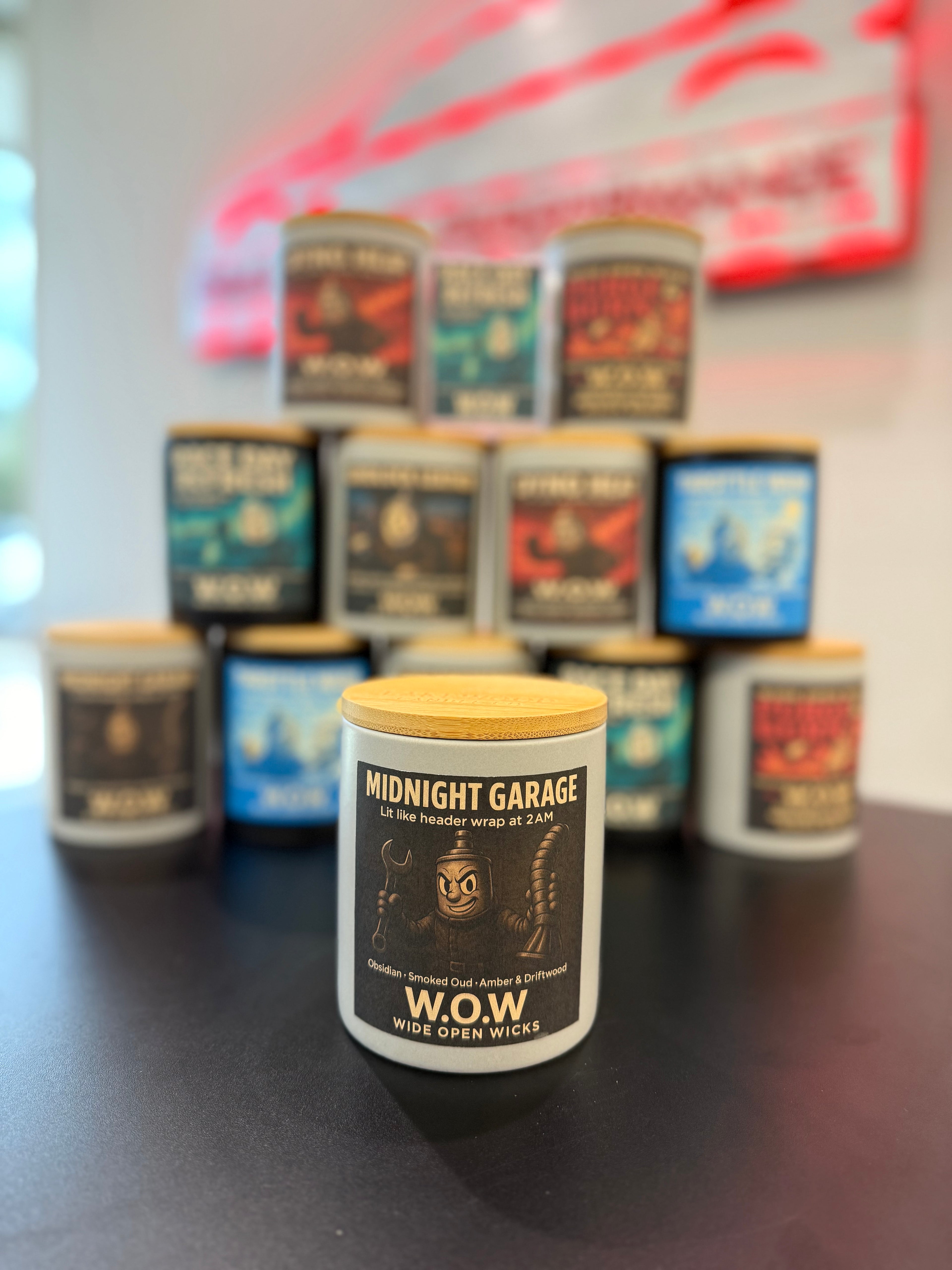 Midnight Garage – Obsidian, Smoked Oud & Amber Driftwood | Wide Open Wicks Candle by Lakewood Candle Co.