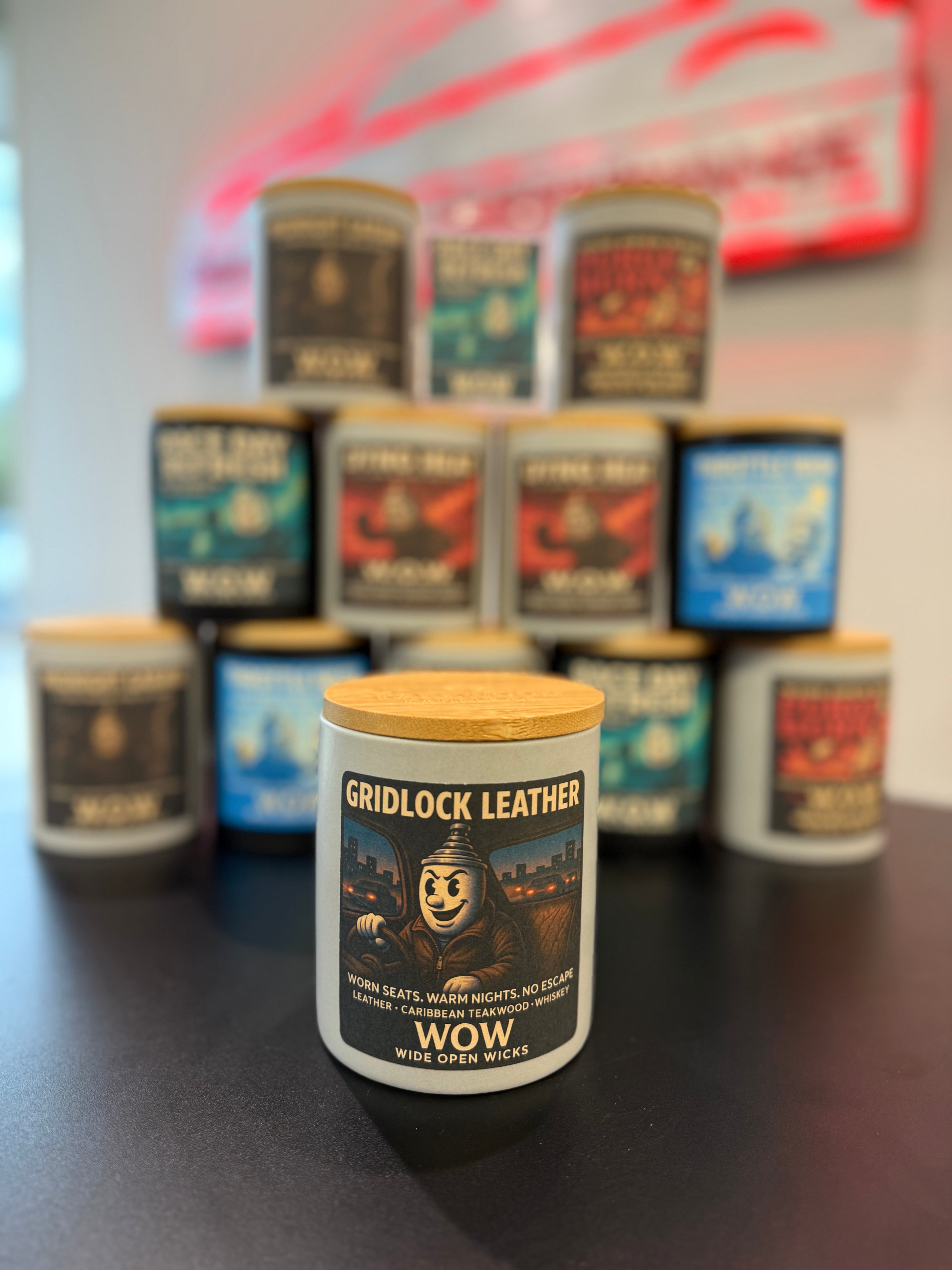 Gridlock Leather | Leather, Whiskey & Teakwood Candle – Masculine Scented Candle by Wide Open Wicks