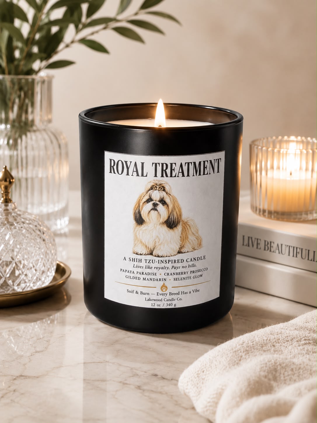 Royal Treatment – Shih Tzu Inspired Candle | Coconut Soy Wax – 12oz