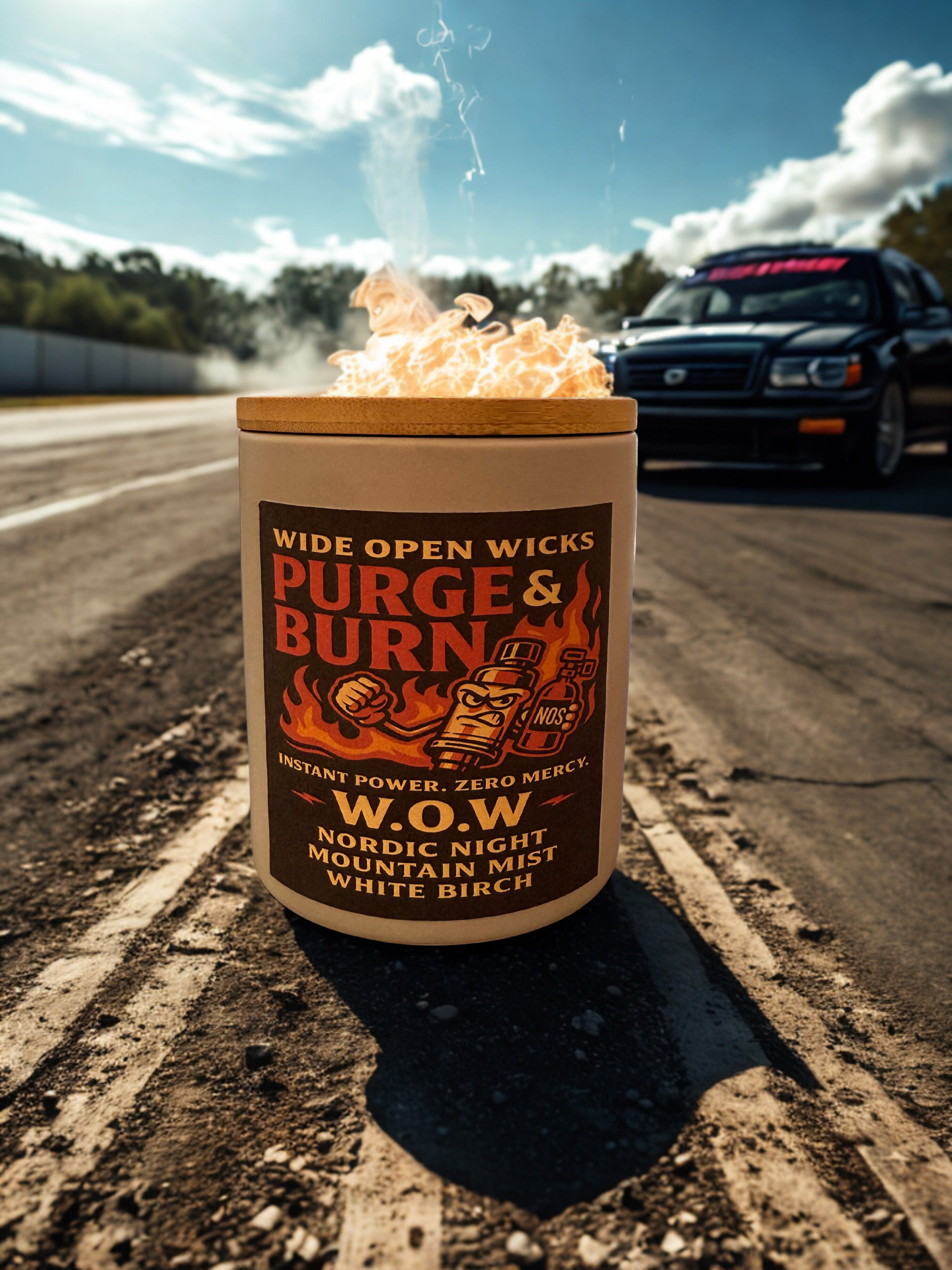 Purge & Burn – Nordic Night, Mountain Mist & White Birch | Wide Open Wicks Candle by Lakewood Candle Co.