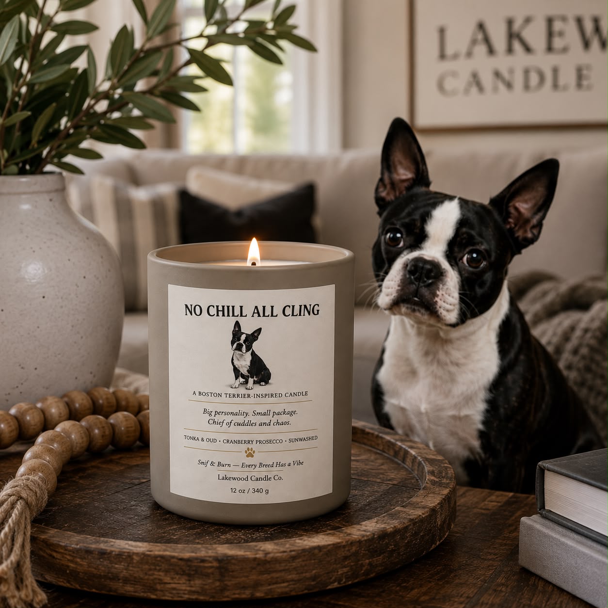 No Chill All Cling – Boston Terrier Inspired Candle | Coconut Soy Wax – 12oz