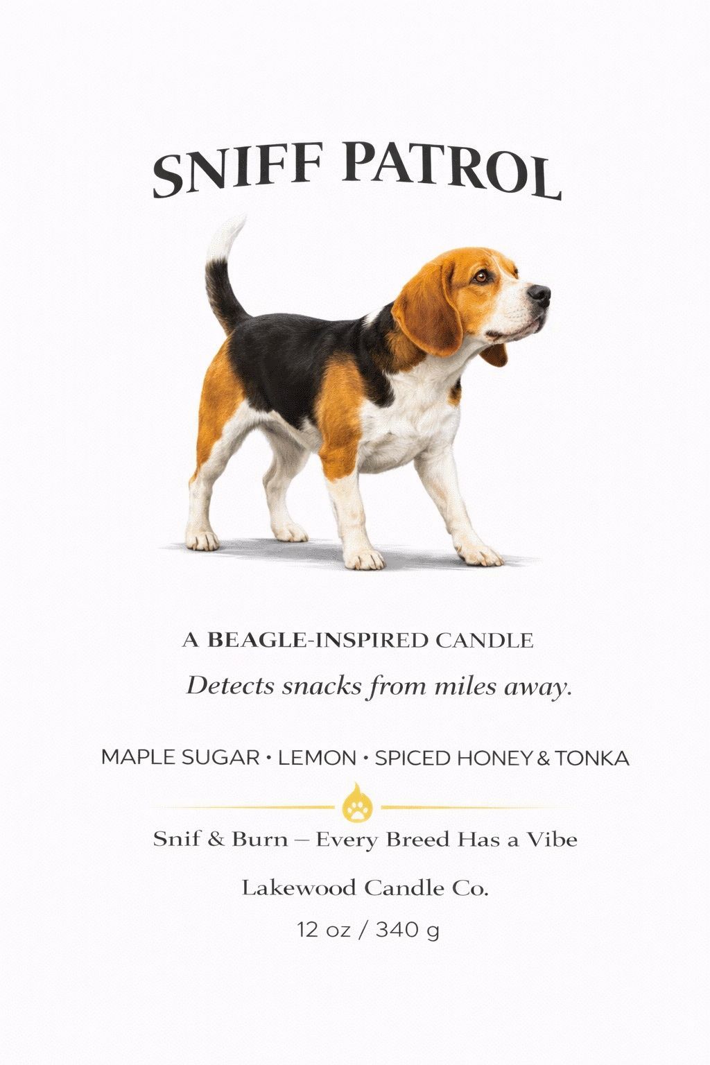 Sniff Patrol – Beagle Inspired Candle | Coconut Soy Wax – 12oz