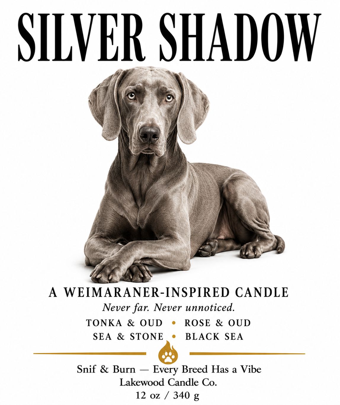 Silver Shadow – Weimaraner Inspired Candle | Coconut Soy Wax – 12oz