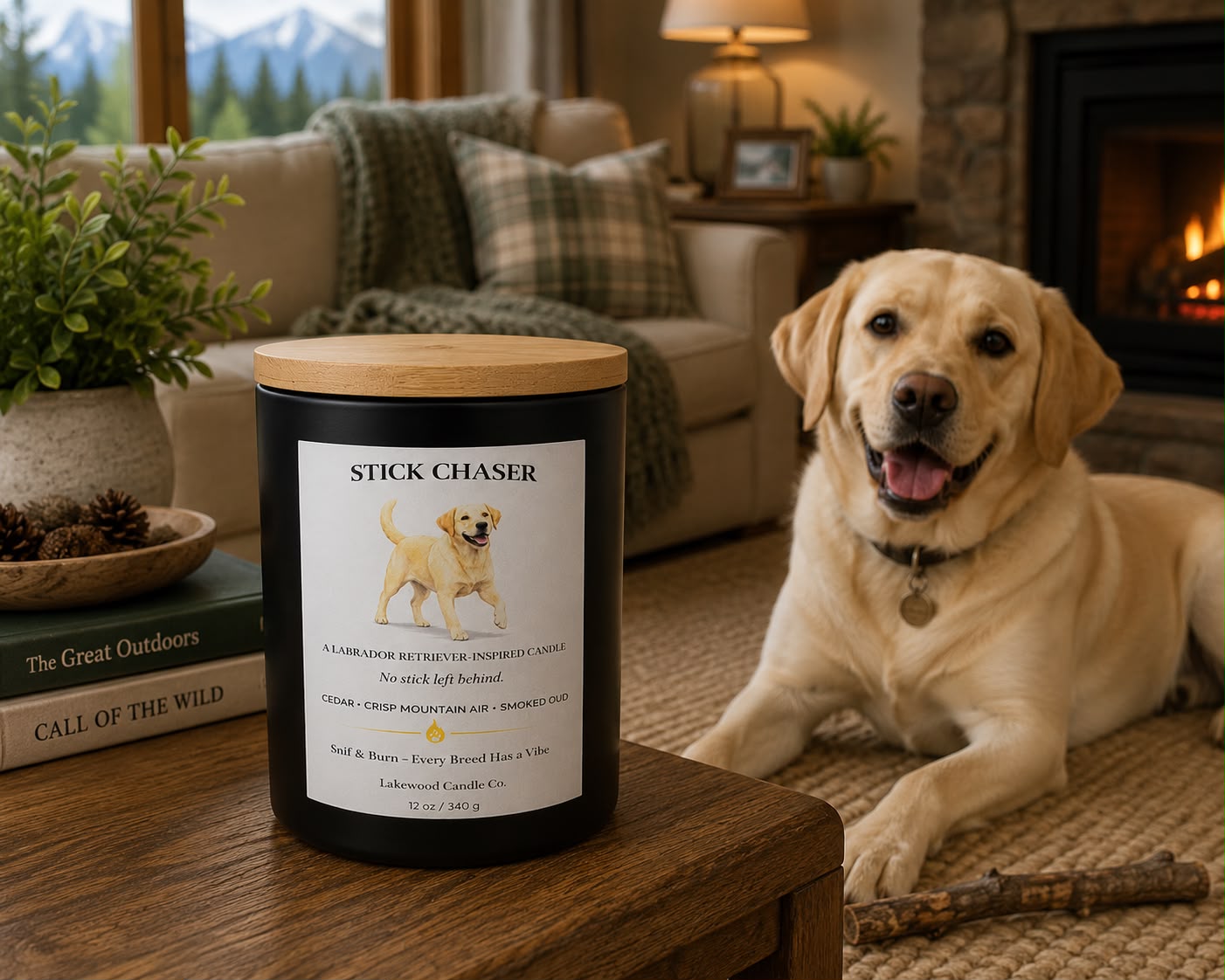 Stick Chaser – Labrador Retriever Inspired Candle | Coconut Soy Wax – 12oz