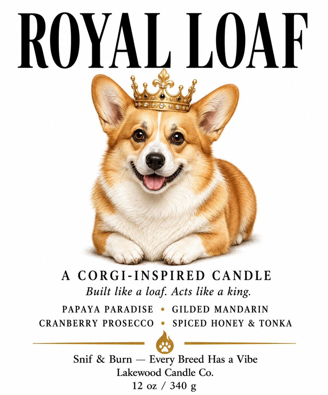 Royal Loaf – Corgi Inspired Candle | Coconut Soy Wax – 12oz