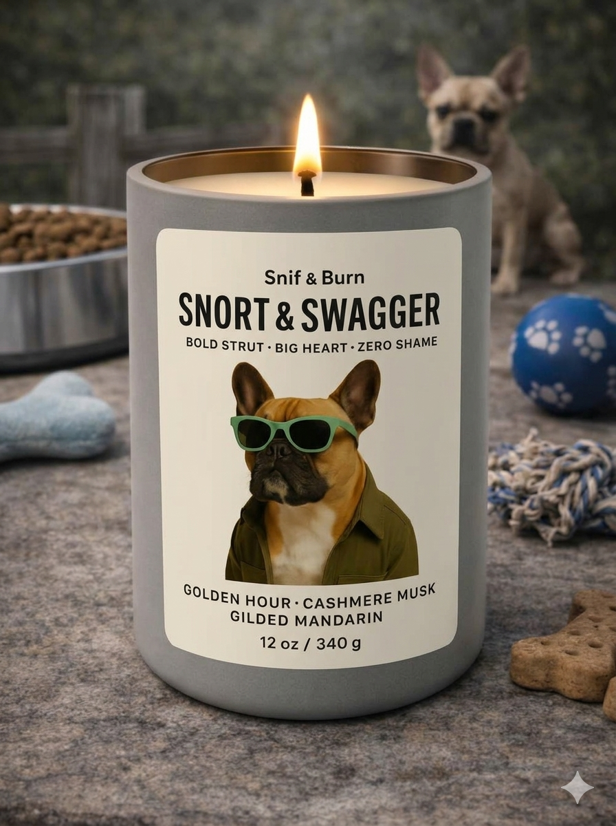 Snort & Swagger - French Bulldog Inspired Candle | Coconut Soy Wax – 12oz