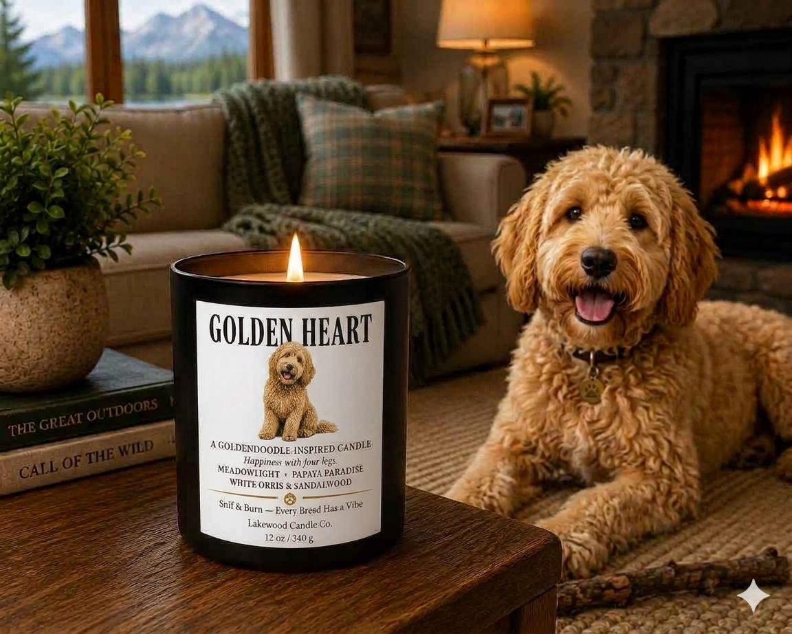 Golden Heart – Goldendoodle Inspired Candle | Coconut Soy Wax – 12oz