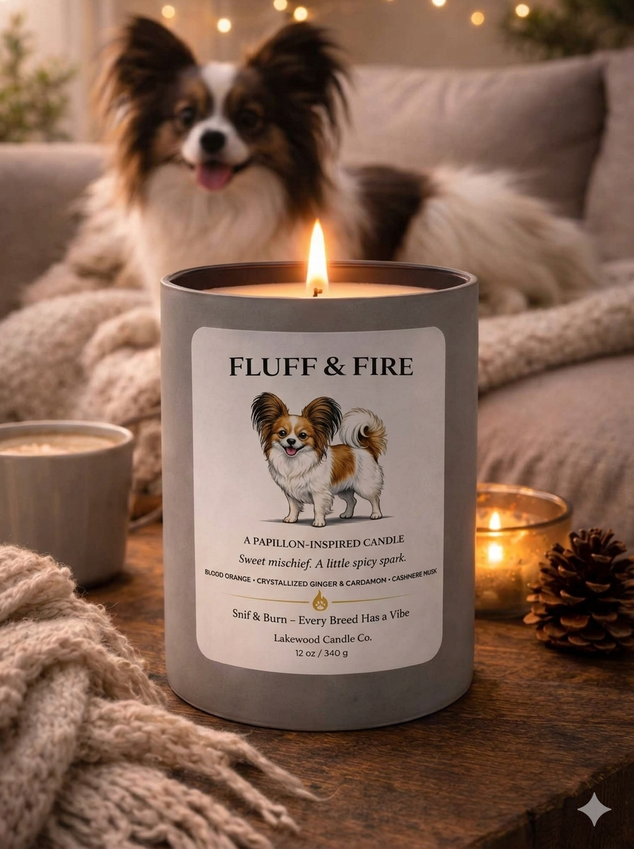 Fluff & Fire - Papillon Inspired Candle | Coconut Soy Wax - 12oz