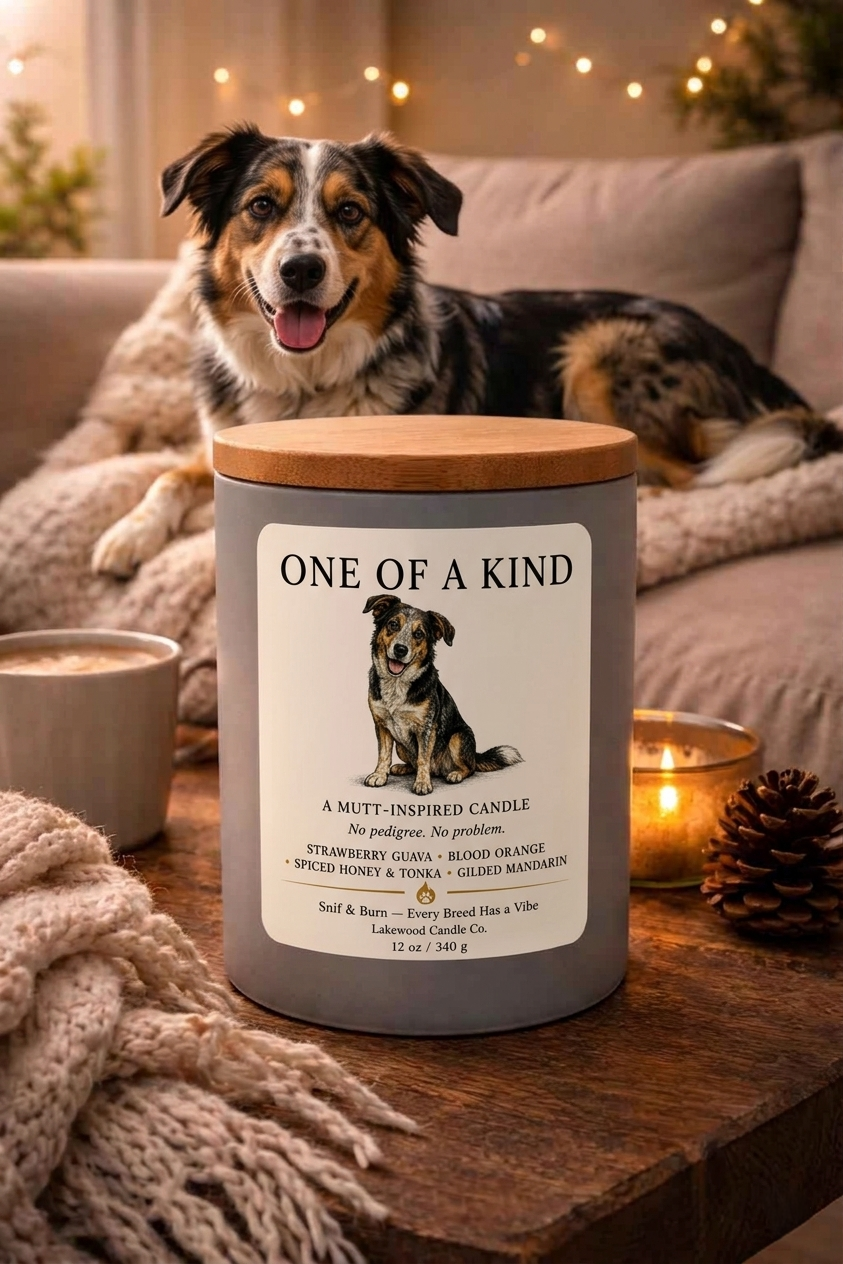 One of A Kind – Mutt Inspired Candle | Coconut Sox Wax – 12oz