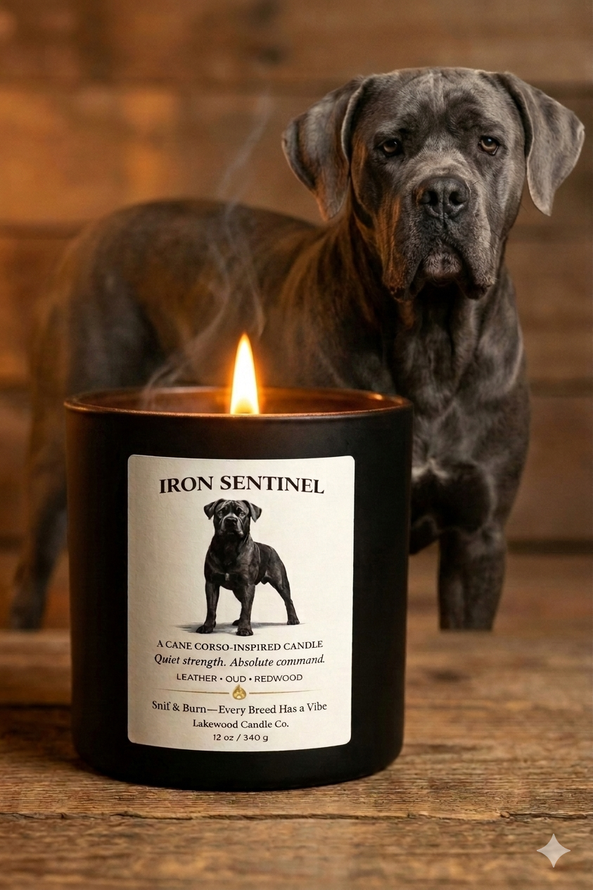 Iron Sentinel – Cane Corso Inspired Candle | Coconut Soy Wax – 12oz