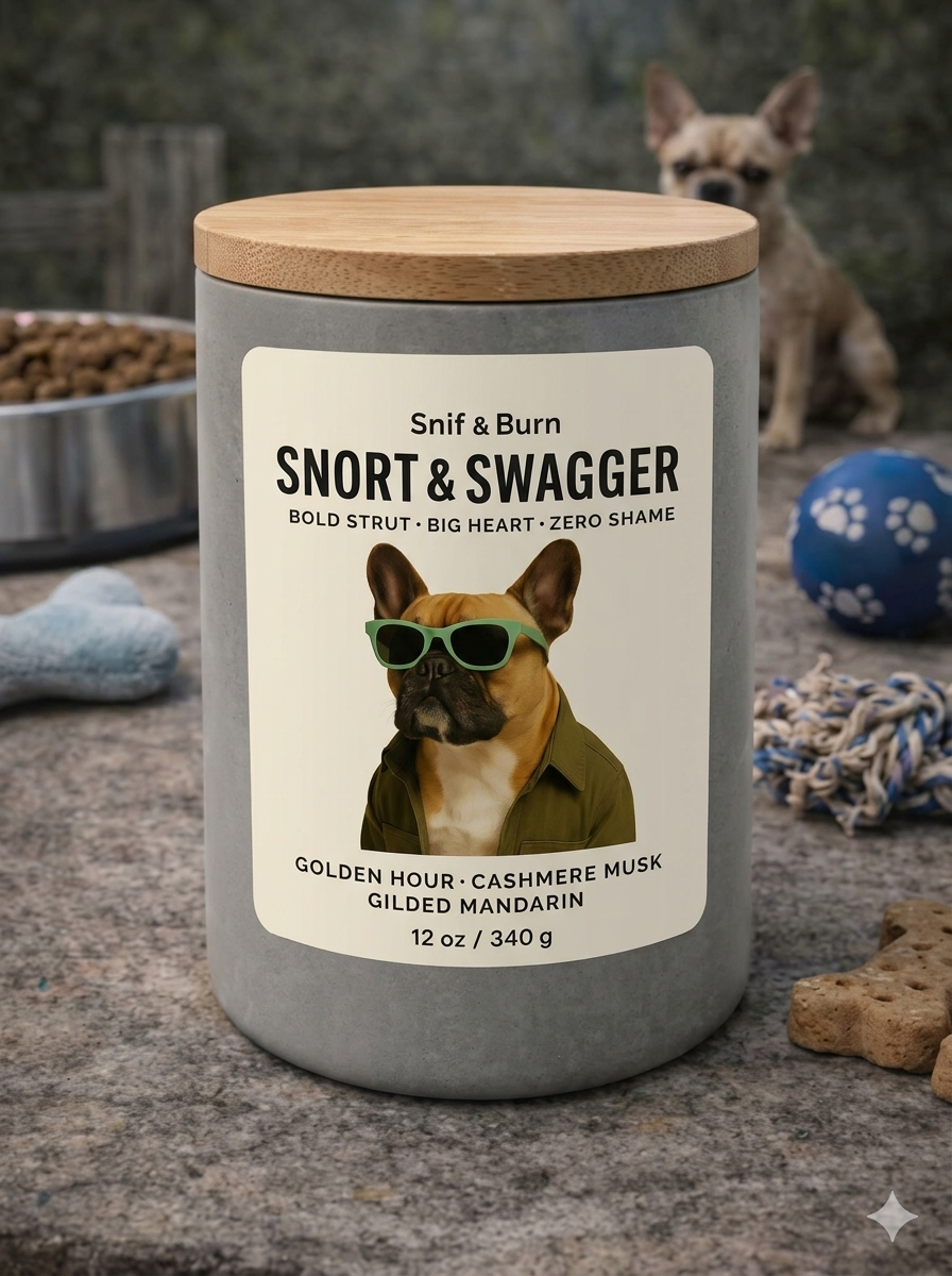 Snort & Swagger - French Bulldog Inspired Candle | Coconut Soy Wax – 12oz