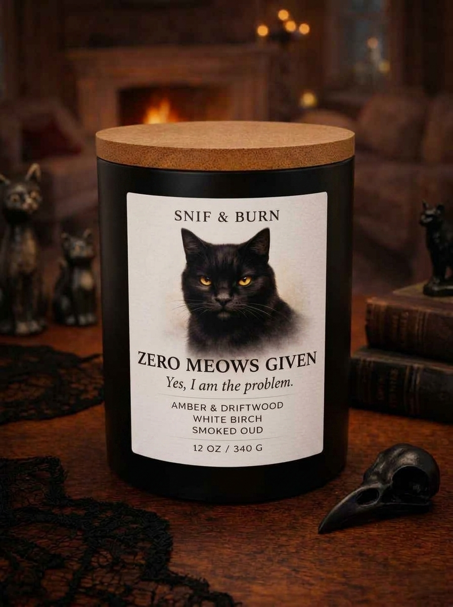 Zero Meows Given – Cat Inspired Candle | Coconut Soy Wax – 12oz