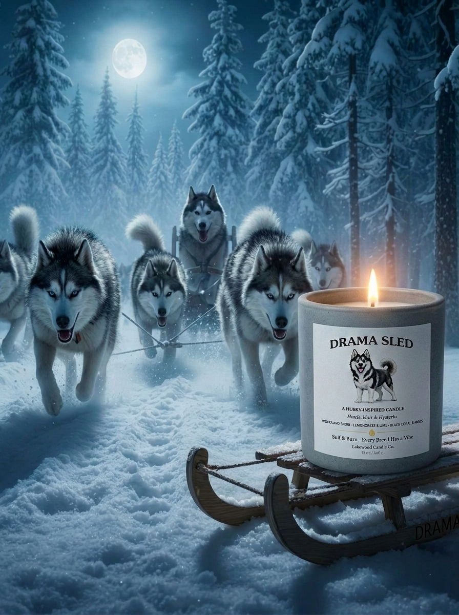 Drama Sled - Husky Inspired Candle | Coconut Soy Wax – 12oz