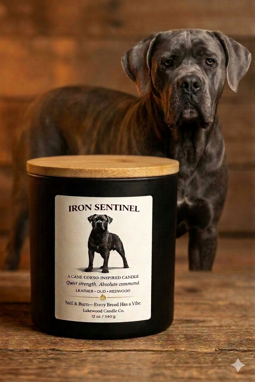 Iron Sentinel – Cane Corso Inspired Candle | Coconut Soy Wax – 12oz