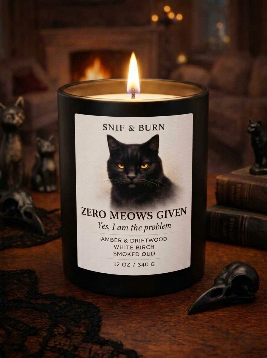 Zero Meows Given – Cat Inspired Candle | Coconut Soy Wax – 12oz
